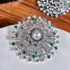 Acessórios DIY Broche Fogos de Artifício Azul Gradiente Brilhante Zircônia Micro-Pavimentada Pinos de Alta Qualidade Exquisitos Suporte Vazio para Corsage de Pérola