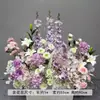 Arreglo de Piso para Boda Púrpura Romántico Banquete de Compromiso Diseño Salón de Bodas Escenario Guía de Camino Flor Decoración de Boda Arte Floral Artificial