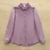 Venda Direta da Fábrica Primavera e Outono Camisa Feminina Manga Longa Gola Redonda Pura Algodão Camisa Feminina Manga Longa Gola Boneca Fresca e Doce