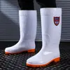 Botas de Lluvia Blancas HuiLi Zapatos de Grado Alimenticio Higiénicos Resistentes a Ácidos y Álcalis Zapatos de Goma Antideslizantes Zapatos de Agua Unisex Zapatos de Trabajo