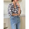 Liquidação: Camisa Xadrez em Estilo Casual Britânico, Camisa Feminina Outono 2024, Para Usar em Camadas, Look Estiloso