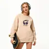 Sudadera de Algodón Pesado para Parejas, Corte Holgado, Cuello Redondo, Sin Capucha, Pulóver, Versátil, Cálida, Prenda Superior Estampada para Otoño e Invierno