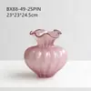 Vaso de Vidro Softhome Escandinavo de Boca Larga com Frisos e Borda Enrolada Plissado Decoração Suave Decorações para Sala Modelo