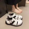 Mules casuales retro Mary Jane de punta cerrada, sandalias elegantes tejidas huecas, adecuados para combinar con faldas, mules para mujer