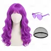 Peruca colorida versátil com franja, cabelo longo e cacheado, adequada para cosplay, apresentações de Halloween, disponível em várias cores, em estoque e pode ser personalizada