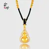 Pingente de Cabacinha Estilo Antigo Banhado a Ouro com Cravação de Diamantes, Alta Retenção de Cor, Pingente Giratório Banhado a Ouro Fosco de Cobre Rotativo, Colar Feminino de Fortuna e Prosperidade