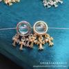 Anillo de plata chapado en oro y cobre con alta retención de color, borla, accesorios de cristal, espaciador de anillo de cuenta central, accesorios de bricolaje