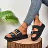 Sandalias con Hebilla de Pedrería de Estilo Europeo y Americano Transfronterizas de Suela Gruesa Verano 2026 Playa Comercio Exterior Talla Grande Zapatos para Mujer