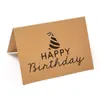 Al por mayor transfronterizo Inglés Feliz Cumpleaños simple papel kraft creativo tarjeta de felicitación de agradecimiento tarjeta pequeña plegable de cumpleaños