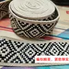 Correa de Cámara Tejida de Estilo Étnico Engrosada Hecha a Medida de Fábrica con Encaje y Piel Sintética Negra de 4 cm