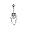 Venta Caliente Transfronteriza Colgante de Flor de Loto con Incrustaciones de Cobre y Zirconia Anillo para Ombligo Clavo para Ombligo Perforado de Acero Inoxidable al por Mayor en Stock Europeo y Americano