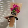 Dia dos Namorados e Dia das Mães Novo Buquê de Flores de Sabão Presente Flores de Sabão Cravo 3 Peças Pequeno Buquê Promocional