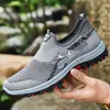 Zapatos de Malla para Hombre sin Cordones, Parte Superior de Tejido Poroso Transpirable, Calzado de Exterior, Talla Grande, Zapatos para Viajar de Hombres de Mediana Edad