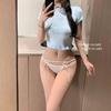 Roupa Íntima Sexy de Renda Respirável Cintura Baixa Grande Vermelha Sem Marcas Estilo Japonês Doce Laço Renda Vazada para Mulheres