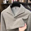 Suéter de punto con cuello para hombre para comercio exterior transfronterizo, primavera y otoño, suéter base casual de negocios de alta gama para hombre, ropa de papá