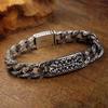 Pulsera Masculina Nueva de Wulin Patrón Auspicioso Broche Retro Pareja Hombres y Mujeres Mismo Anillo Hebilla Pulsera Plata