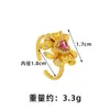 Anillo Mariposa Flor Estilo Étnico de Moda, Elegante Oro de Arena Vietnamita Incrustado con Corona de Circonita Anillo Hueco para Dedo Índice Suministro de Joyería