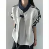 Chaqueta retro americana de bloques de color para hombre, casual de primavera y otoño, ajuste holgado, talla grande, sudadera deportiva a rayas moderna