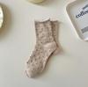Calcetines de Lunares Rizados para Mujer Calcetines de Media Pantorrilla Ins Tendencia Primavera y Otoño Calcetines Simples de Felpa Absorbentes de Sudor Estilo Japonés Calcetines de Estudiante de Verano