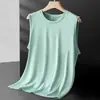 Chaleco de Seda de Hielo para Hombre Camiseta de Malla sin Mangas Versátil Holgada Talla Grande Cuello Redondo Camiseta Interior Chaleco de Seda de Hielo sin Mangas