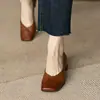 Zapatos de mujer de tacón bajo 2024 primavera nuevo estilo simple retro francés punta cuadrada suave tacón grueso zapatos de mujer