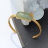 Pulsera de jade Hetian con incrustaciones de oro seguro S925 plata de ley antigua pulsera abierta regalo para madre novia
