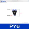 Conector neumático de plástico azul en T PY6 tubo de gas inserción rápida PW junta rápida PEG12-8/4/10 reductor