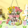 Transfronteiriço 2025 Produto Novo Criativo Flores da Primavera Festa do Coelho Placa de Boas-Vindas para Porta da Frente Placa de Madeira de Páscoa