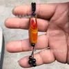 Pulseira Vermelha do Período dos Reinos Combatentes com Pingente de Ágata e Jade, Pingente de Paz Unissex, Placa Sem Preocupações, Colar de Contas Dzi, Pingente de Corrente para Suéter de Jade