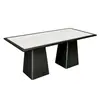 Mesa de travertino minimalista de lujo ligero sillas de terciopelo con respaldo suave estilo minimalista italiano restaurante occidental uso doméstico mesa redonda de madera maciza con borde envuelto