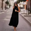Vestido Casual de Dos Colores sin Mangas para Mujer, Suave, Plisado, Nuevo, Cuello Redondo, Moda, Estilo Caliente, Estación Independiente, Ropa para Mujer Euroasiática