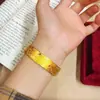 Pulsera de flor de loto de cuentas rojas y azules estilo tienda de oro, ocho tesoros, para mujer, brazalete abierto, pulsera ancha auspiciosa de imitación de oro al por mayor