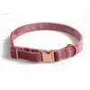 Collar de terciopelo Aminger para mascotas, nuevo collar con lazo para perro, oro rosa, hebilla metálica completa, borde cruzado, gran oferta.