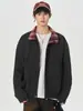 Chaqueta retro de cuadros de retazos con solapa y manga larga de alta calle americana para hombre, marca de moda con diseño de cremallera, chaqueta holgada y versátil