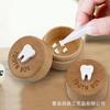 Caixa de Dentes de Leite Caixa Comemorativa de Troca de Dentes Infantis de Madeira Caixa Redonda de Madeira para Meninos e Meninas Caixa de Madeira para Cabelo Fetal Caixa de Armazenamento de Dentes de Madeira de Faia