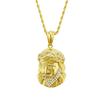 Punk dominador novo HIPHOP hip-hop colar com pingente de cabeça banhado a ouro 14K hip-hop Jóias pingente