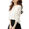 Camiseta de Manga Larga Hueca con Cuello Redondo para Mujer 2025 Primavera Nueva Holgada Camiseta Básica para Mujer Pulóver Adelgazante Top de Moda