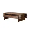 Mesa de Centro para Sala de Apartamento Pequeño Estilo Mid-Century de Madera de Nogal Negro Norteamericano, Mesa de Centro Multifuncional con Estructura de Madera Maciza para el Hogar