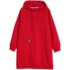 Vestido Suéter Tamanho Grande 200 Jin Feminino Comprimento Médio Vermelho Brilhante Novo Primavera Outono 2025 Redutor de Idade Com Capuz Estampa de Letra