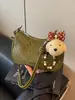 Bolsa de ombro tecida com padrão retrô de nicho, bolsa tipo balde para mulheres, nova moda popular de 2026, bolsa de ombro e transversal de grande capacidade