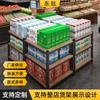Estante Exhibidor de Bebidas y Leche para Supermercado, Estante de Tres Niveles de Acero y Madera, Exhibidor para Tienda de Conveniencia de Aceite Comestible, Exhibidor Promocional