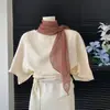 2026 Cor de Personalidade de Nicho Bloco de Cores Faixa Longa Lenço de Seda Lenço de Pescoço Moda Feminina Versátil Fino Estreito Lenço de Pescoço Gravata de Cintura Fita Fluida Acessório