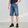 Shorts Jeans de Cintura Alta para Homens, Corte Reto, Verão Fino Respirável Jeans Shorts de Comprimento Médio, Calça Seis Pontos de Cor Clara para Homens