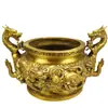 Quemador de Incienso de Latón con Nueve Dragones, Tamaño Grande para Uso Doméstico, Quemador de Incienso para Sala de Estar, Salón Budista de Estilo Chino para Interiores, Salón Ancestral, Cuenco del Tesoro Doble Dragón