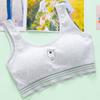 Atacado de algodão para desenvolvimento de meninas sem anel de aço, colete de cor sólida, roupa íntima para ensino médio, colete de desenho animado, malha respirável, texto
