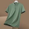 Camisa Polo Masculina de Negócios de Verão Camiseta de Manga Curta Luxo Acessível Elegante Respirável Cor Pura Seda de Gelo Fina Gola Lapela Camiseta Casual