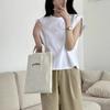 Camiseta de Cuello Redondo para Mujer, Estilo Corto, Nuevo Verano 2026, Top Holgado sin Mangas de Hombro Ancho