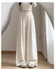 Pantalones de traje anchos para mujer color crema, estilo fino primavera-verano 2026, suaves y casuales, de cintura alta, con caída, pierna recta, pantalones Yamamoto