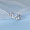 Anillo abierto de personalidad de cola de pez azul diamante dulce de temperamento simple de moda para mujer