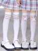 Calcetines de Verano Finos para Niños hasta la Pantorrilla, Calcetines de Estudiante, Calcetines Largos por Encima de la Rodilla para Niñas, Calcetines Blancos de Media Altura con Dibujos Animados